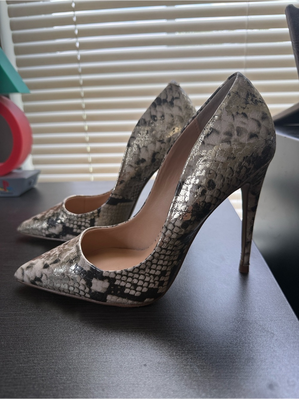 Steve Madden Snake-Print Pointed Toe Pumps in Neutral Tones